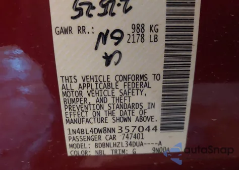 2022 Nissan Altima Sv Intelligent Awd from USA, damaged, VIN 1N4BL4DW8NN357044